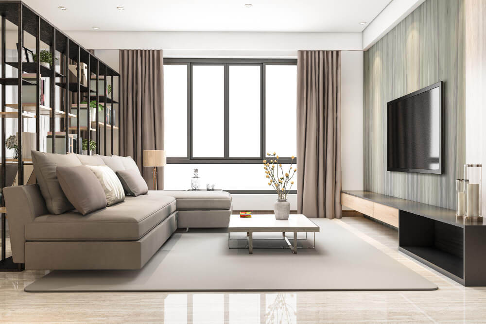 Living room with bookshelf